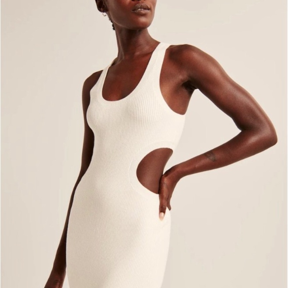 Abercrombie & Fitch White Cutout Ribbed Dress